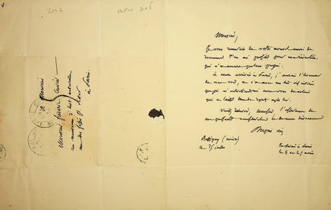 Lettre autographe signée à Frédéric Cuvier