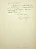 Lettre autographe signée à Jean Ajalbert. Ernest Tisserand (1880-1959), écrivain.