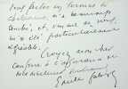 Lettre autographe signée. Emile Fabre (1869-1955), écrivain, administrateur de la Comédie-française. 