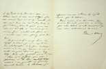 Lettre autographe signée. About Edmond (1828-1885), écrivain, rédacteur en chef du XIXe siècle.