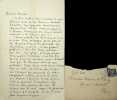 Lettre autographe sign&eacute;e &agrave; Maurice de Fleury. Jules Case (1854-1931), &eacute;crivain, journaliste.