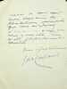 Lettre autographe signée à Maurice de Fleury. Gaston Arman de Caillavet (1869-1915), écrivain. 