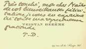 Lettre autographe signée à Maurice de Fleury . Tristan Derème (1889-1941), poète. 