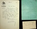 Lettre autographe signée à Maurice de Fleury (lot de 2). Robert de Flers (1872-1927), écrivain, membre de l'Académie française. 