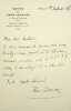 Lettre autographe signée à Maurice de Fleury . René Doumic (1860-1937), écrivain, membre de l'Académie française.
