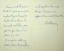 Lettre autographe signée à Maurice de Fleury. Paul Bouju (1868-1941), poète, écrivain, préfet.
