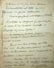 Lettre autographe signée à Jean de Fleury. André de Fouquières (1874-1959à, écrivain. 