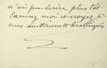 Carte autographe à Maurice de Fleury. Anne de Rochechouart de Mortemart, duchesse d'Uzès (1847-1933), première femme à obtenir le permis de conduire, ...