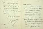 Lettre autographe signée à Maurice de Fleury. Jean Ajalbert (1863-1947), écrivain, avocat, membre de l'Académie Goncourt. 