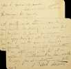 Lettre autographe signée à Maurice de Fleury. Paul Adam (1862-1920), écrivain.