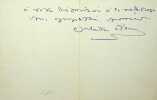 Lettre autographe signée à Maurice de Fleury. Juliette Adam (1836-1936), écrivain, salonnière.