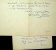 Lettre autographe signée à Maurice de Fleury. Juliette Adam (1836-1936), écrivain, salonnière.