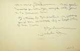 Lettre autographe signée à Maurice de Fleury. Juliette Adam (1836-1936), écrivain, salonnière.