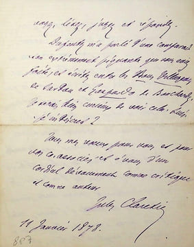 Lettre autographe signée à Louis Péricaud. Jules Claretie (1840-1913), écrivain, administrateur général de la Comédie-Française.