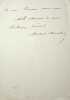 Lettre autographe signée. Michel Chevalier (1806-1879), économiste, homme politique.