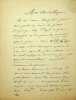 Lettre autographe signée. Jules-Antoine Lissajous (1822-1880), physicien, connu pour ses travaux sur les vibrations acoustiques.