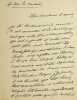 Lettre autographe signée. Antoine-François Marmontel (1816-1898), pianiste, pédagogue. 