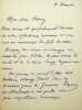 Lettre autographe signée à Henry Céard. Pol Neveux (1865-1939), écrivain, bibliothécaire, membre de l'Académie Goncourt. 