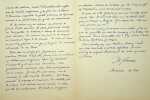 Lettre autographe signée à Henry Céard. Pol Neveux (1865-1939), écrivain, bibliothécaire, membre de l'Académie Goncourt. 