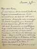 Lettre autographe signée à Henry Céard. Pol Neveux (1865-1939), écrivain, bibliothécaire, membre de l'Académie Goncourt. 