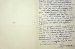Lettre autographe signée à Henry Céard. Pol Neveux (1865-1939), écrivain, bibliothécaire, membre de l'Académie Goncourt. 