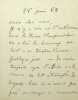 Lettre autographe signée. Jules Simon (1814-1896), philosophe, homme politique. 