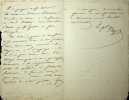 Lettre autographe signée à Adolphe Barrot. Jacques Aupick (1789-1857), général, homme politique, beau-père de Baudelaire, ministre plénipotentiaire à ...
