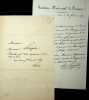 Lettre autographe signée. Antonius Pingard (1797-1885), huissier de l'Institut Royal de France [puis Institut National de France].