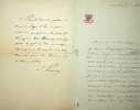 Lettre autographe signée  - lot de 2. Ernest Prarond (1821-1909), écrivain, historien. 