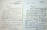 Lettre autographe signée (lot de 2). Marie-Louise Pailleron (1870-1951), écrivain, historienne. 