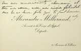 Carte autographe signée. Alexandre Millerand (1859-1943), homme politique, ministre, président de la république. 