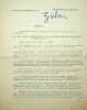 Lettre signée. Étienne van Zuylen van Nyevelt (1860-1934), philanthrope belge, cavalier, membre fondateur de l'Automobile club de France. 
