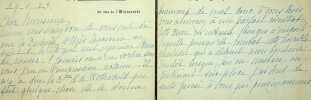 Lettre autographe signée. Marie Durvis (1854-1936), sculptrice, épouse de Pierre Waldeck-Rousseau. 