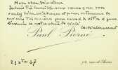 Carte autographe. Gabriel Pierné (1874-1952), compositeur, organiste. 