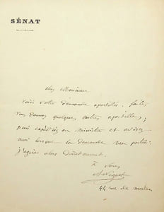 Lettre autographe signée au docteur Philippe Bordone