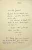 Lettre autographe sign&eacute;e. Paul Val&eacute;ry (1871-1941), po&egrave;te, &eacute;crivain, philosophe.