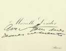 Carte autographe. Marcelle Lender (1861-1926), actrice, chanteuse, immortalisée à plusieurs reprises par Henri de Toulouse-Lautrec. 