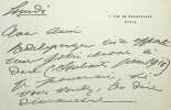 Lettre autographe signée. Marcelle Lender (1861-1926), actrice, chanteuse, immortalisée à plusieurs reprises par Henri de Toulouse-Lautrec. 