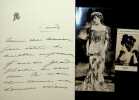 Lettre autographe signée. Marcelle Lender (1861-1926), actrice, chanteuse, immortalisée à plusieurs reprises par Henri de Toulouse-Lautrec. 