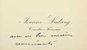 Carte autographe. Jeanne Ludwig (1867-1898), actrice, sociétaire de la Comédie-Française. 