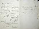 Lettre autographe signée. Pierre-Thomas Levassor dit Levassor (1808-1870), acteur. 
