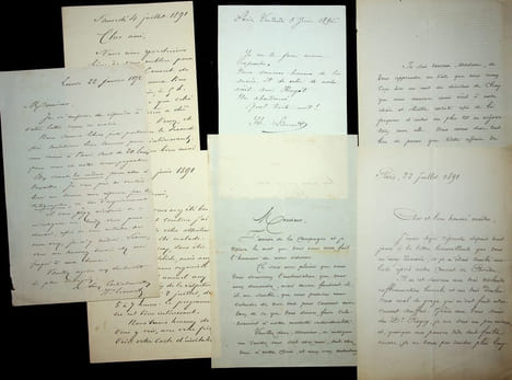 Lettre autographe signée (lot de 7). Anatole Lionnet (1832-1896), auteur, compositeur, interprète & Hippolyte Lionnet (1832-1896), chanteur, parolier. ...