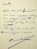 Lettre autographe signée. Henry Krauss (1866-1935), acteur, réalisateur. 