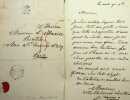 Lettre autographe signée. Jean-Bernard Brissebarre dit Joanny (1775-1849), acteur, sociétaire de la Comédie-Française. 
