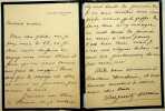 Lettre autographe signée au poète Auguste Dorchain. Marguerite Moreno (1871-1948), actrice.