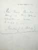Lettre autographe signée. Simone Le Bargy (1877-1985), comédienne, femme de lettres. 