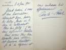 Lettre autographe signée. Cécile Sorel (1873-1966), comédienne, sociétaire de la Comédie-Française.