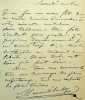 Lettre autographe signée à Julia Daudet. Mounet-Sully (1841-1916), acteur, sociétaire de la Comédie-Française. 