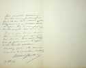 Lettre autographe sign&eacute;e. Anna Judic (1849-1911), chanteuse, com&eacute;dienne. 
