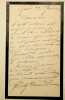 Lettre autographe signée. Julie Bernat dite Mademoiselle Judith (1827-1912), actrice, sociétaire de la Comédie-Française. 